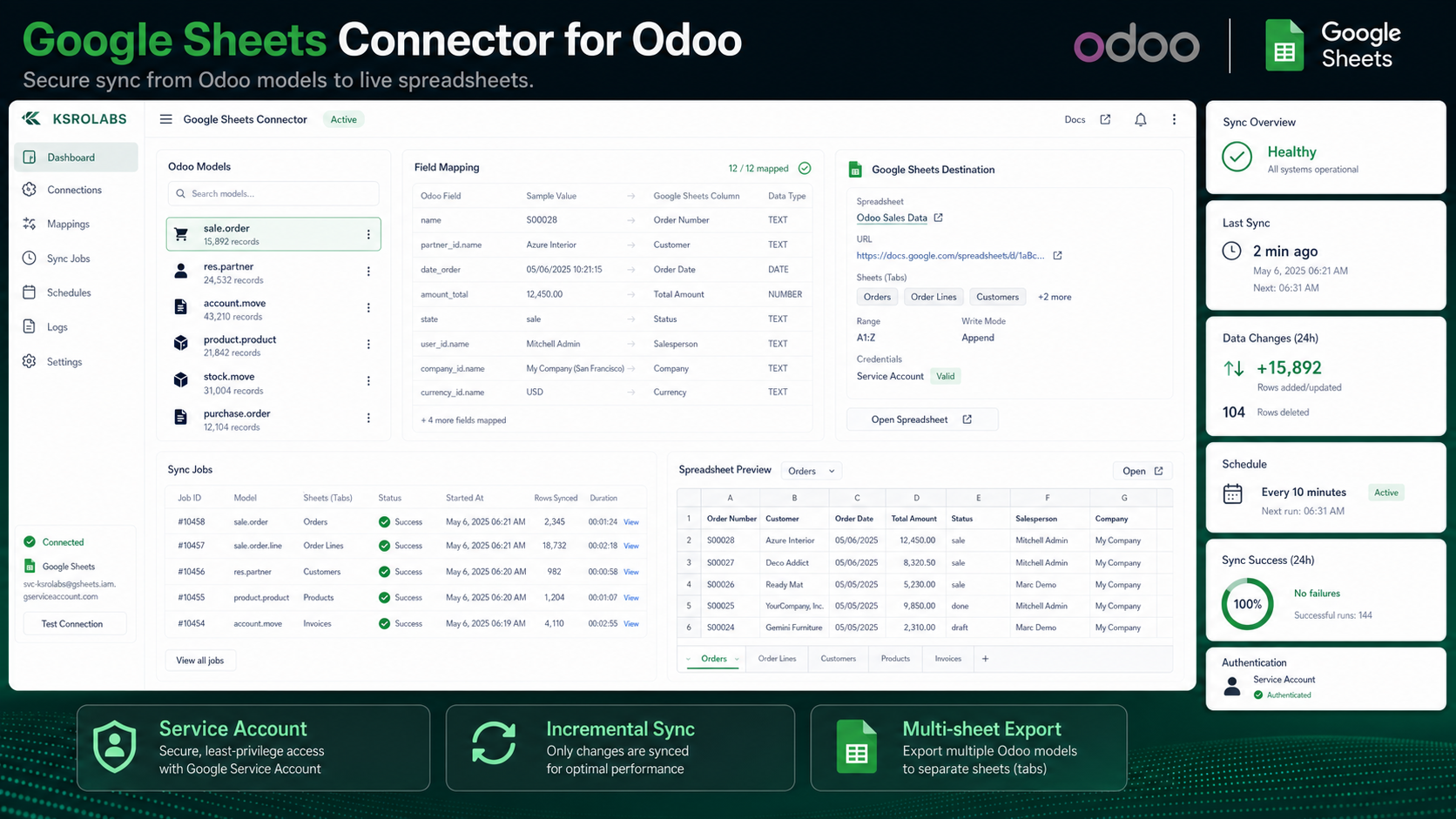 Odoo Google Sheets Connector